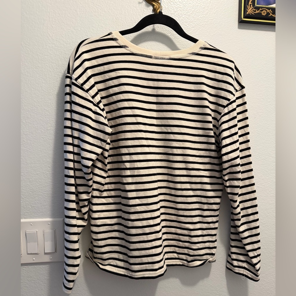 Zara Beige and Black Striped Top